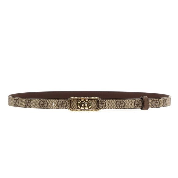 Gucci Women’s Interlocking G Buckle Thin Belt Beige Ebony110cm 751556 main image 4